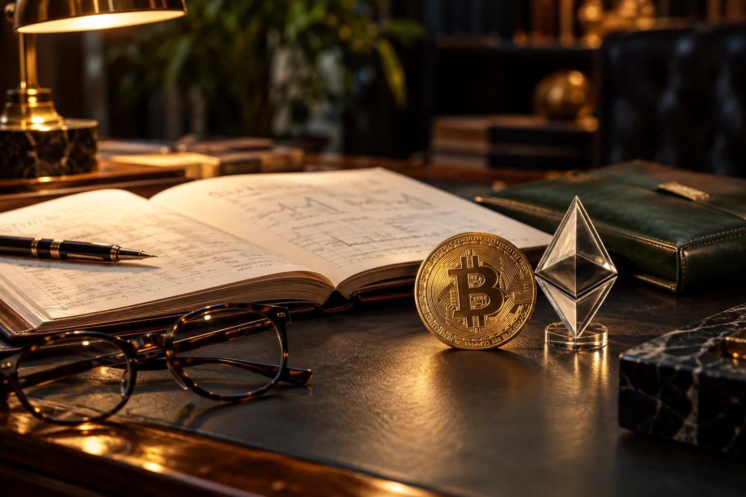 Ilustración de reservas corporativas de Bitcoin y Ethereum.